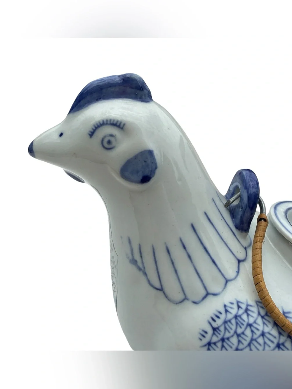 Williams Sonoma Grande Cuisine Blue White Chicken Bud Vase Chinoiserie Decor